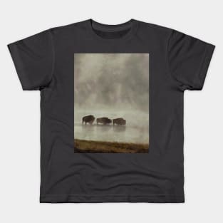 Bison in the Mist Kids T-Shirt